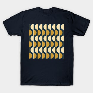 Gold and Navy Retro Half-Circles T-Shirt